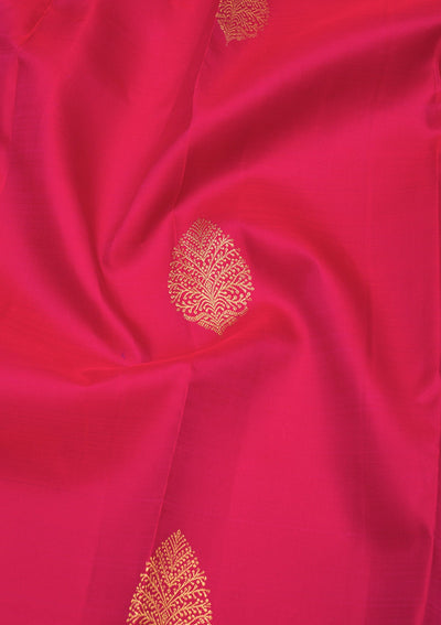 Rani Pink Zariwork Pure Silk Saree-Koskii