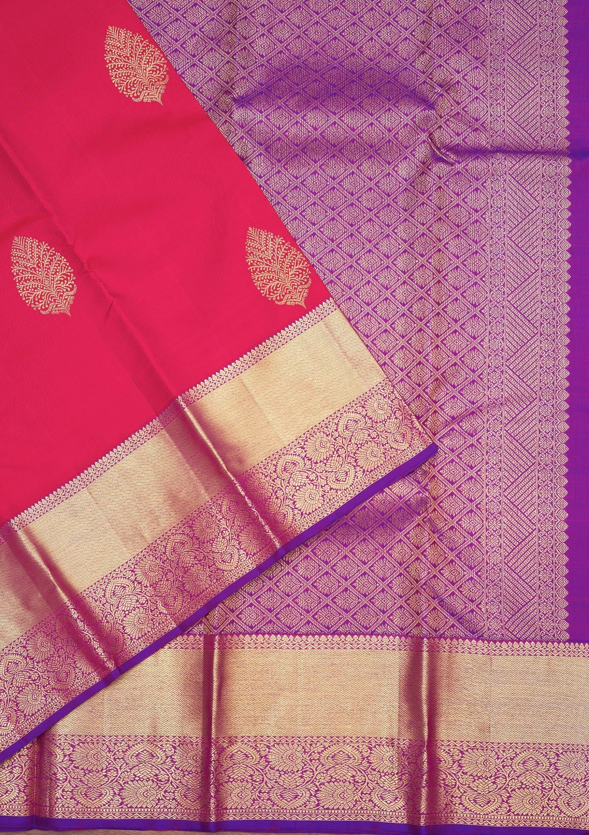 Rani Pink Zariwork Pure Silk Saree-Koskii