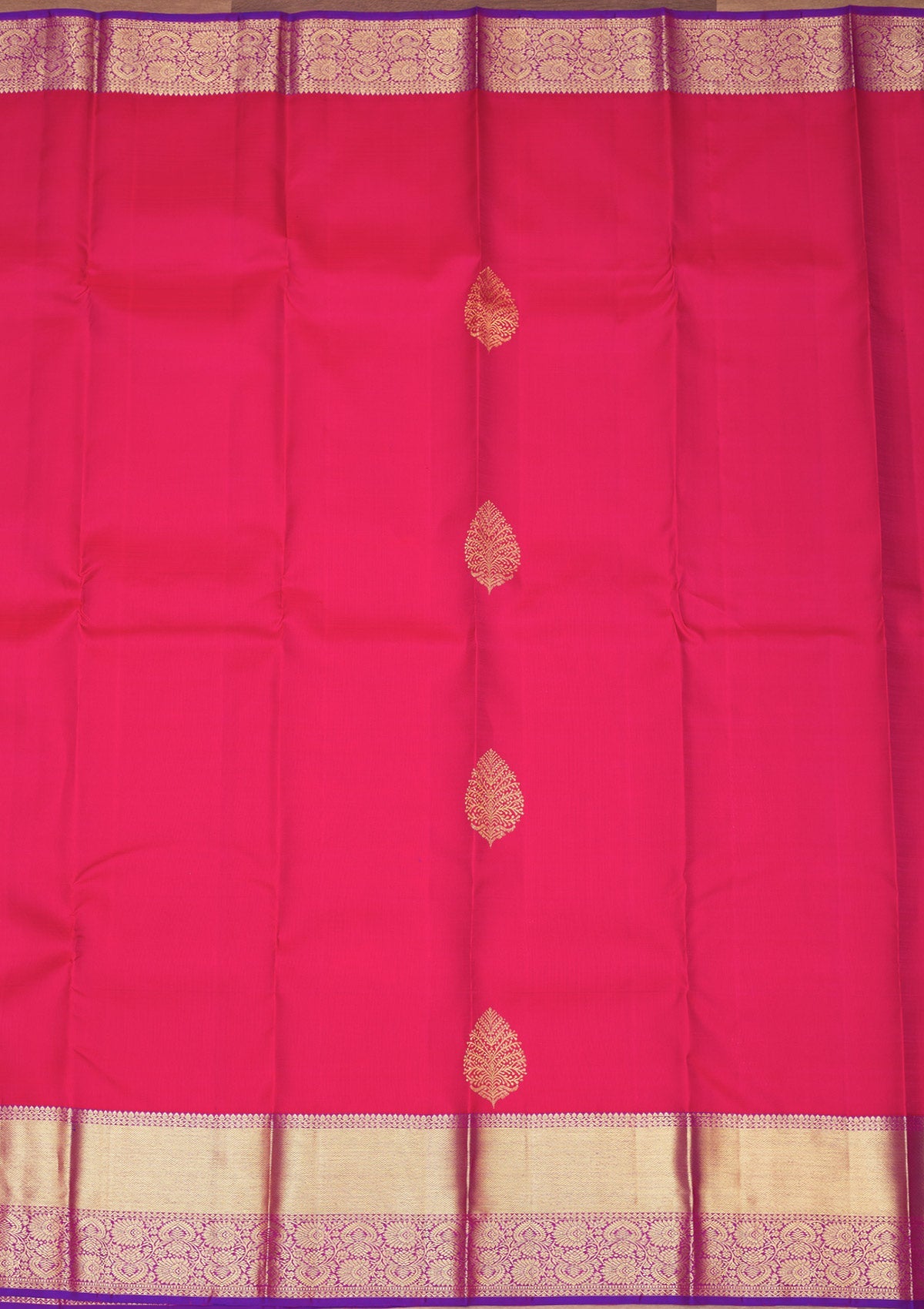 Rani Pink Zariwork Pure Silk Saree-Koskii