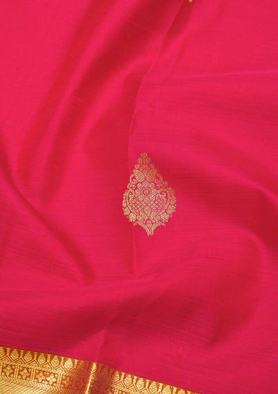 Rani Pink Zariwork Pure Silk Saree-Koskii