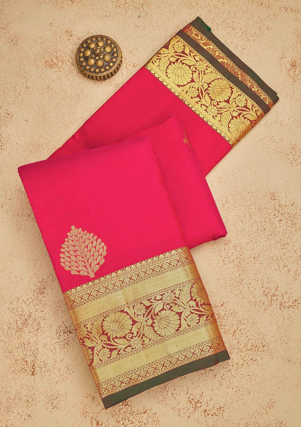 Rani Pink Zariwork Pure Silk Saree-Koskii