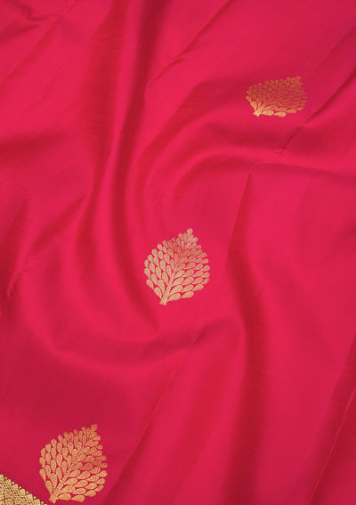 Rani Pink Zariwork Pure Silk Saree-Koskii