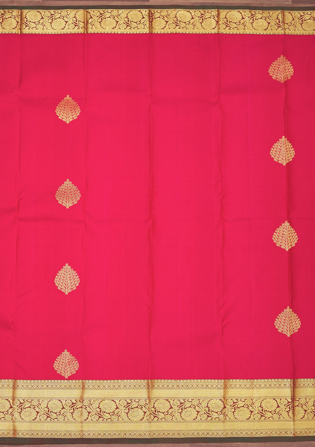 Rani Pink Zariwork Pure Silk Saree-Koskii