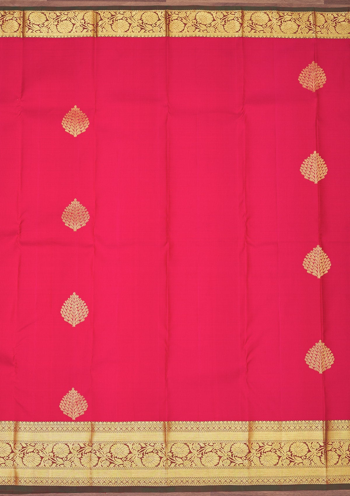 Rani Pink Zariwork Pure Silk Saree-Koskii