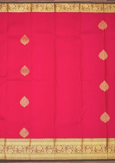 Rani Pink Zariwork Pure Silk Saree-Koskii
