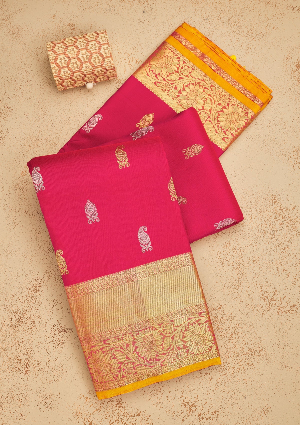 Rani Pink Zariwork Pure Silk Saree-Koskii