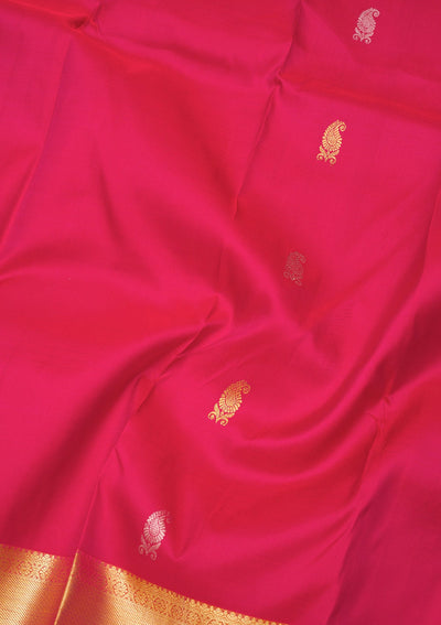 Rani Pink Zariwork Pure Silk Saree-Koskii