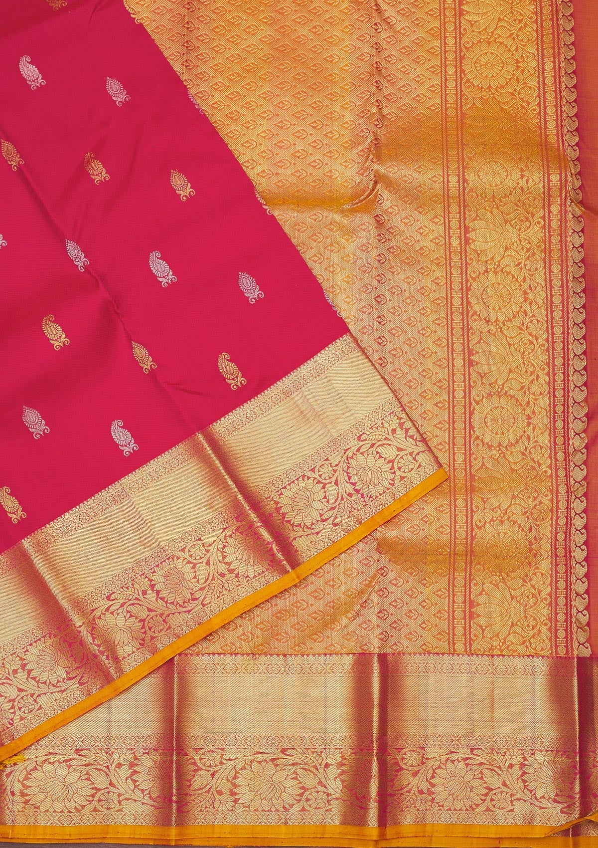 Rani Pink Zariwork Pure Silk Saree-Koskii