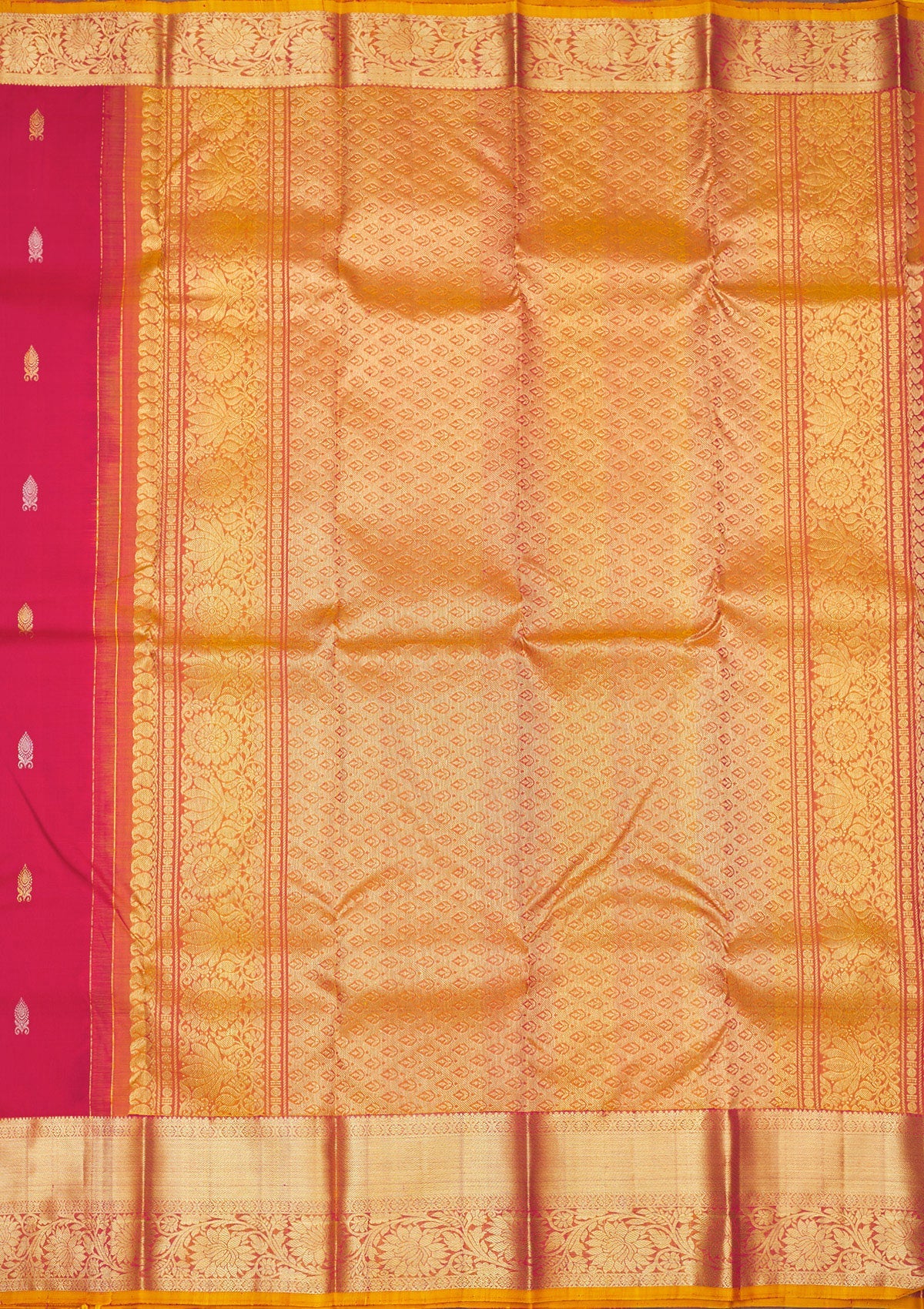 Rani Pink Zariwork Pure Silk Saree-Koskii