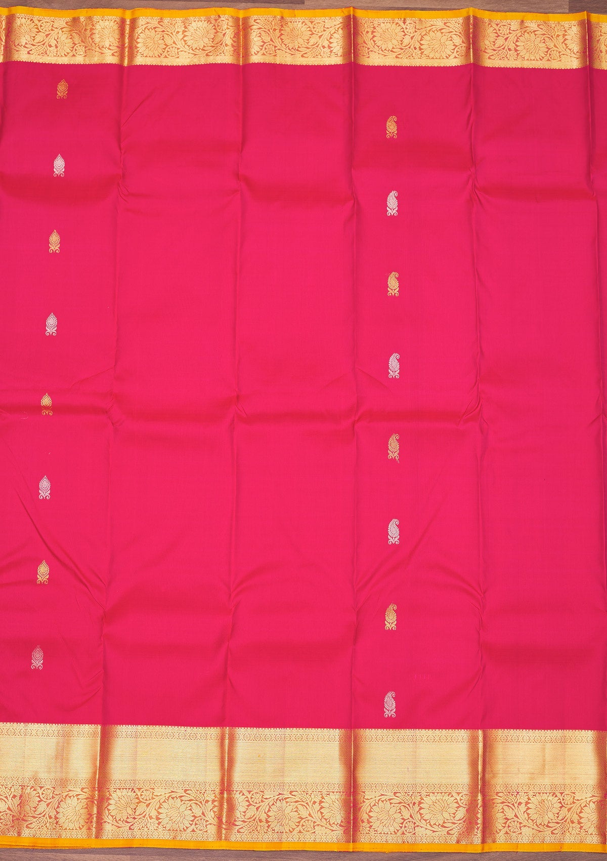 Rani Pink Zariwork Pure Silk Saree-Koskii