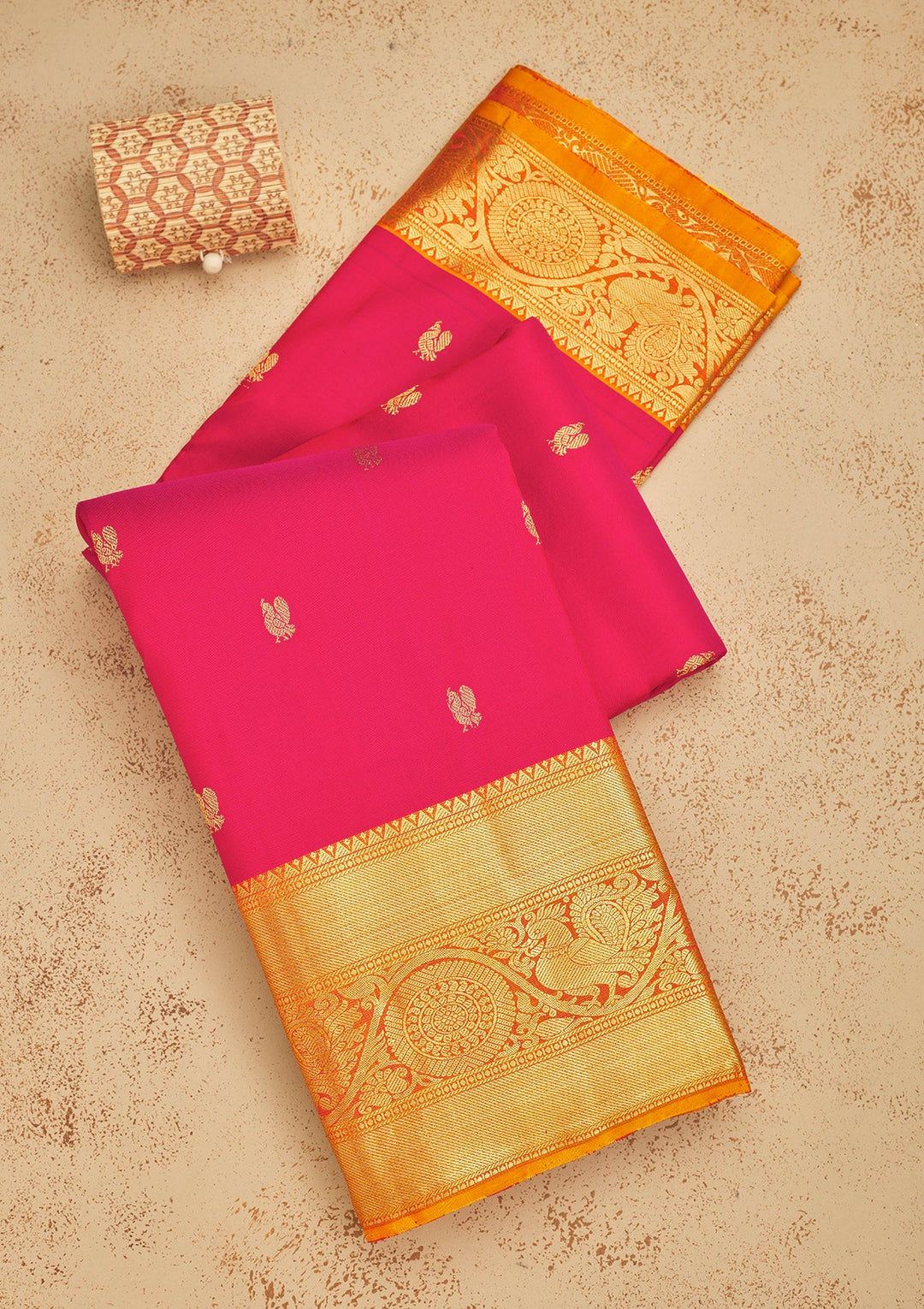 Rani Pink Zariwork Pure Silk Saree-Koskii
