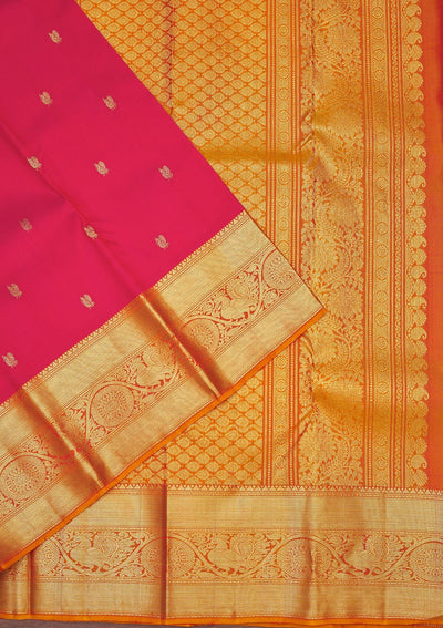 Rani Pink Zariwork Pure Silk Saree-Koskii