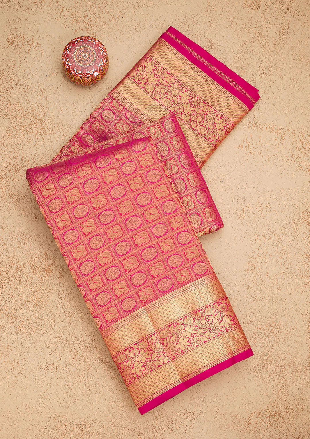 Rani Pink Zariwork Pure Silk Saree-Koskii