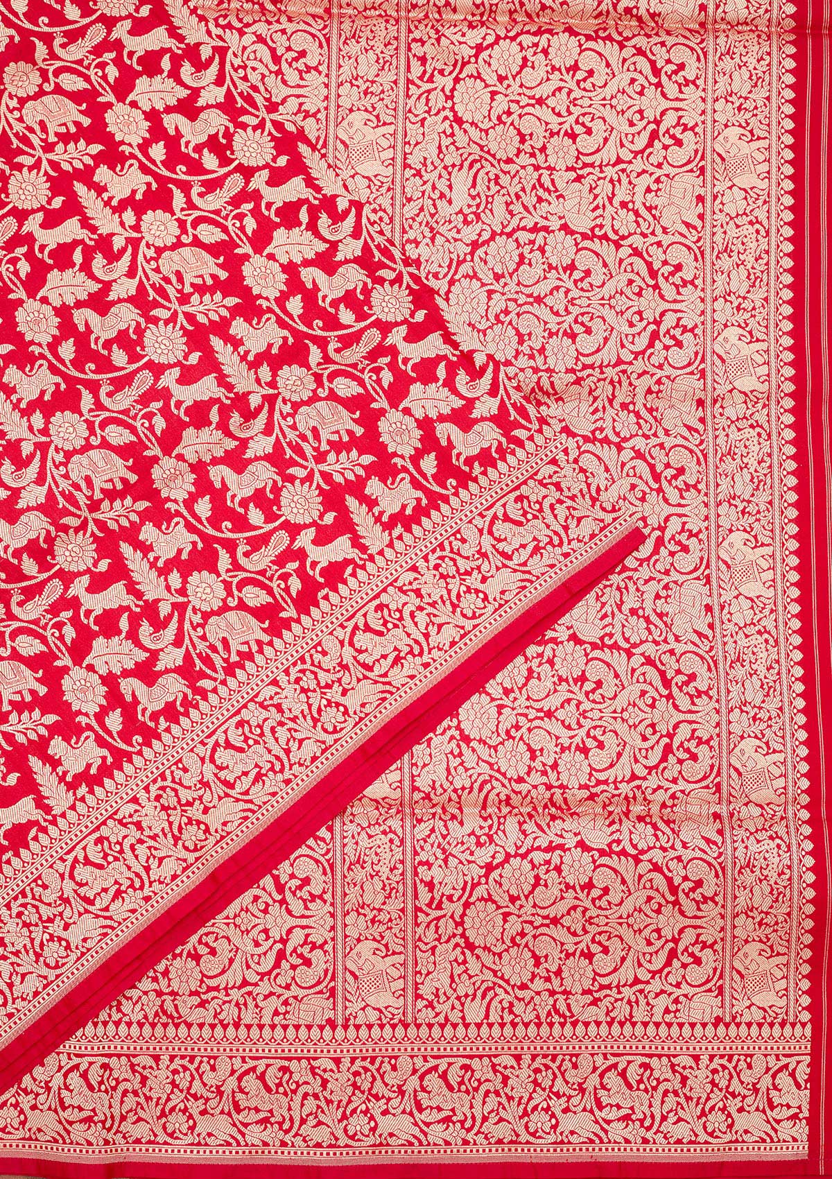 Rani Pink Zariwork Pure Silk Saree-Koskii