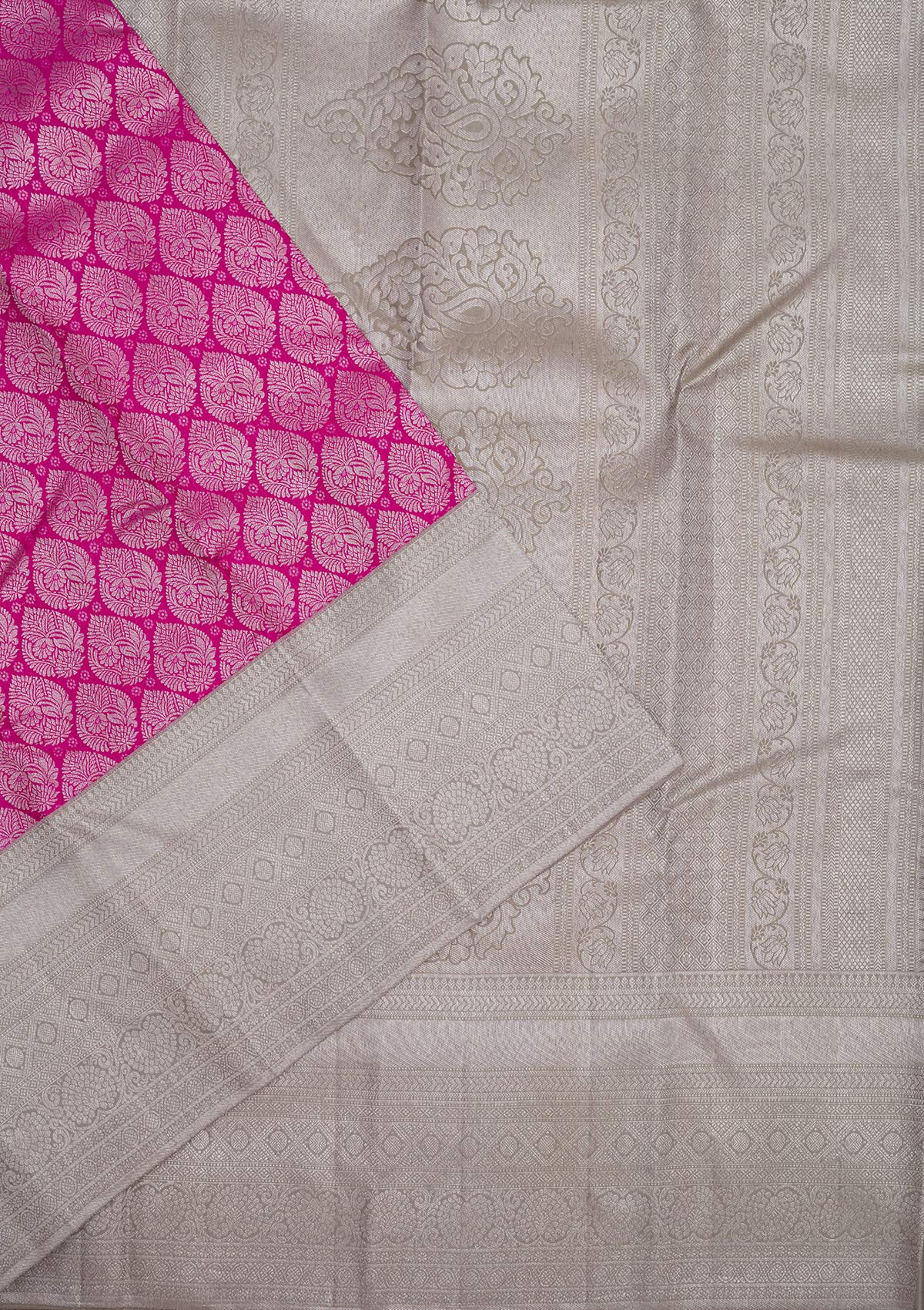 Rani Pink Zariwork Pure Silk Saree