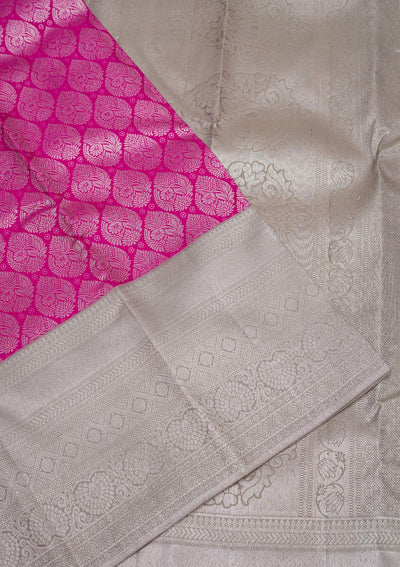 Rani Pink Zariwork Pure Silk Saree