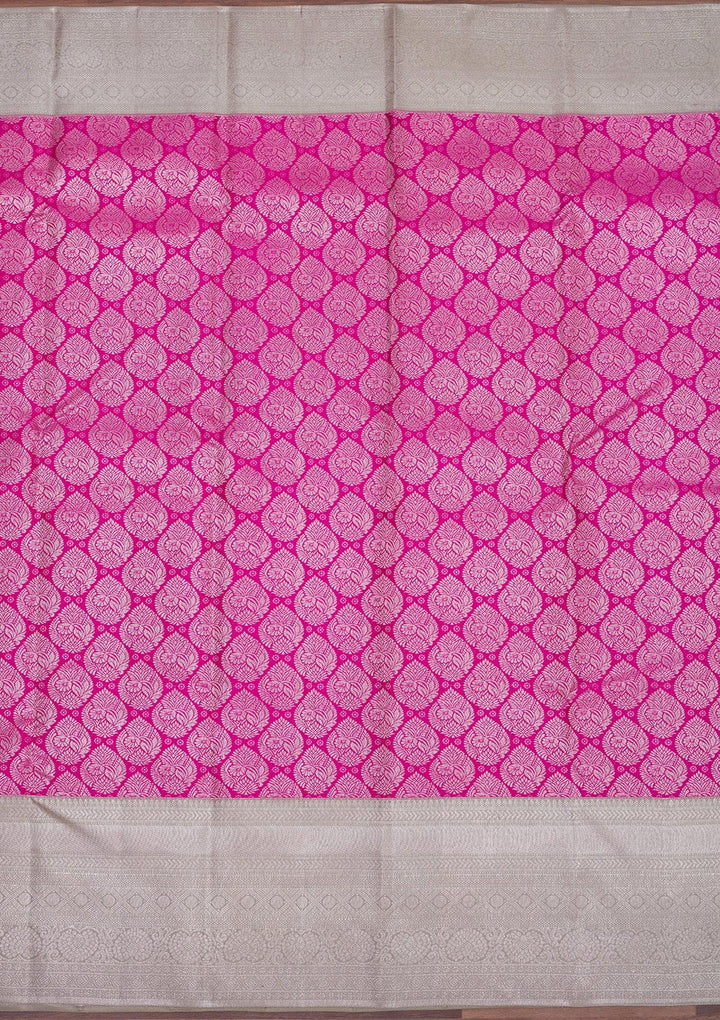 Rani Pink Zariwork Pure Silk Saree