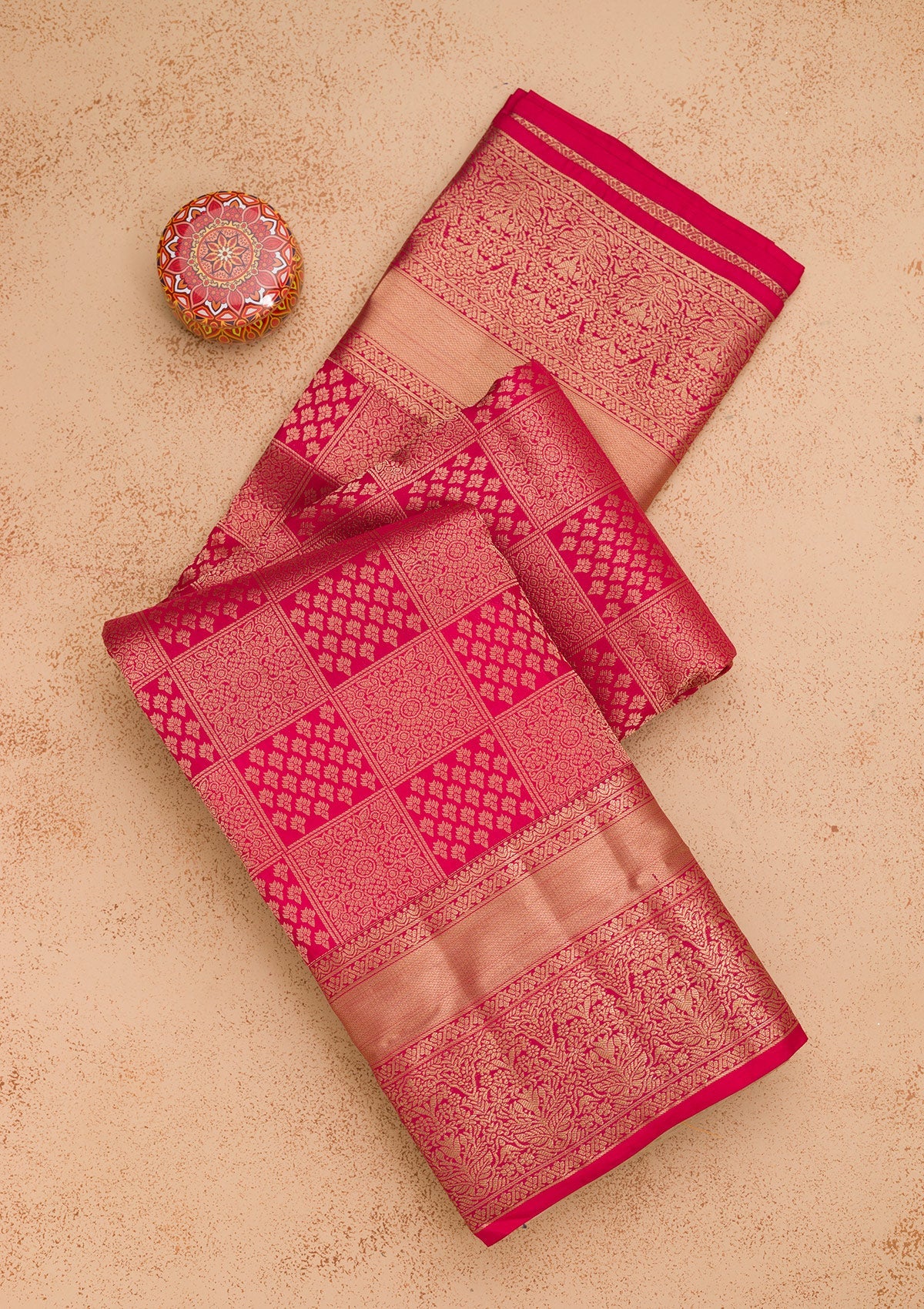 Rani Pink Zariwork Pure Silk Saree-Koskii