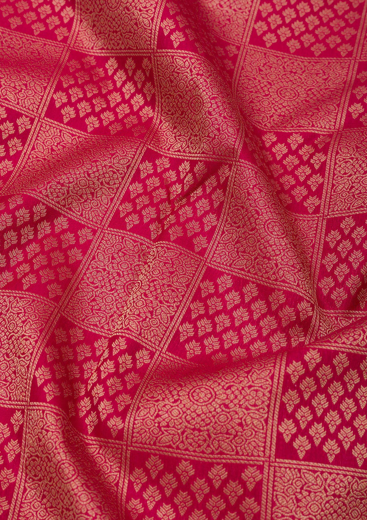 Rani Pink Zariwork Pure Silk Saree-Koskii