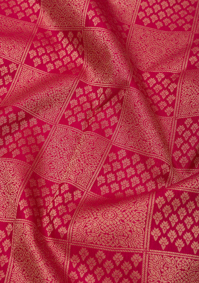 Rani Pink Zariwork Pure Silk Saree-Koskii