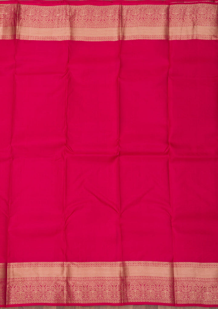 Rani Pink Zariwork Pure Silk Saree-Koskii
