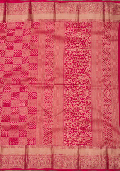 Rani Pink Zariwork Pure Silk Saree-Koskii