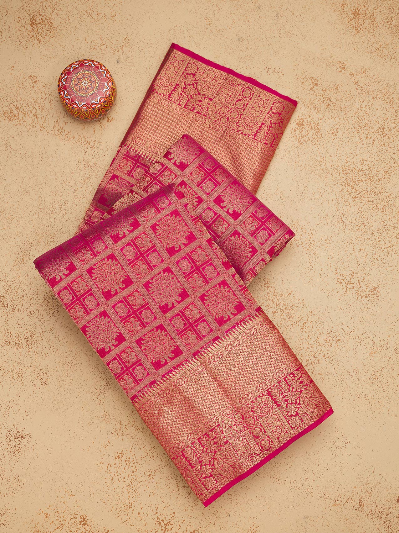 Rani Pink Zariwork Pure Silk Saree-Koskii