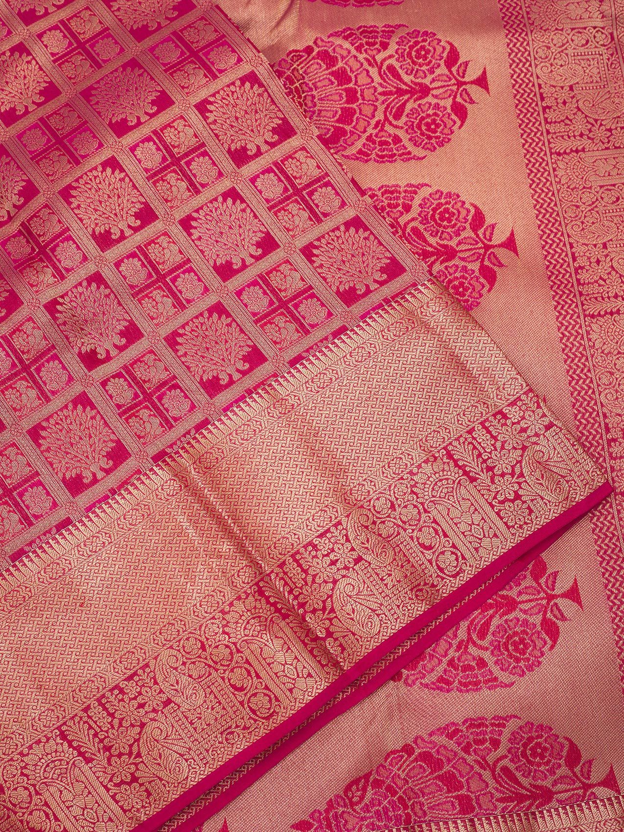 Rani Pink Zariwork Pure Silk Saree