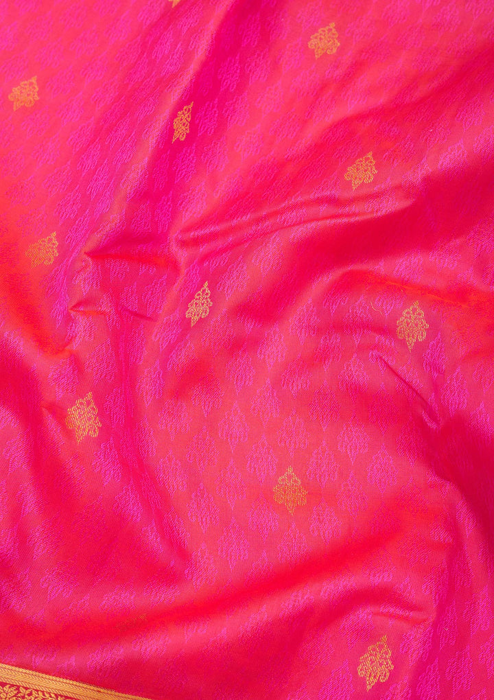 Rani Pink Zariwork Pure Silk Saree