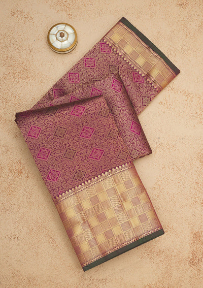 Rani Pink Zariwork Pure Silk Saree-Koskii