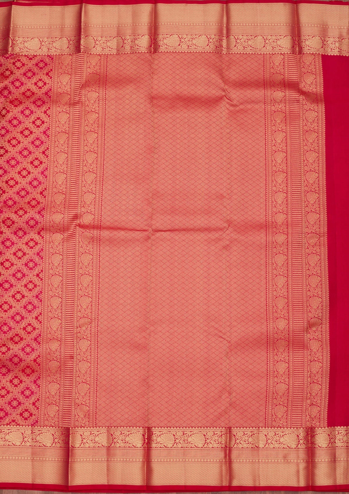 Rani Pink Zariwork Pure Silk Saree