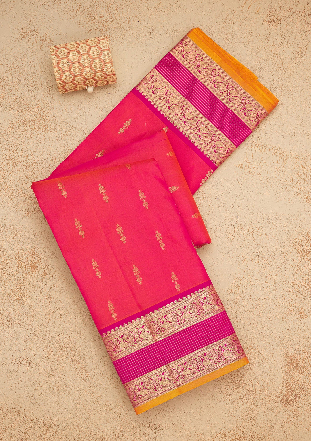 Rani Pink Zariwork Pure Silk Saree-Koskii