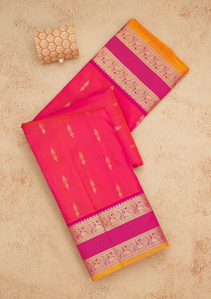 Rani Pink Zariwork Pure Silk Saree-Koskii