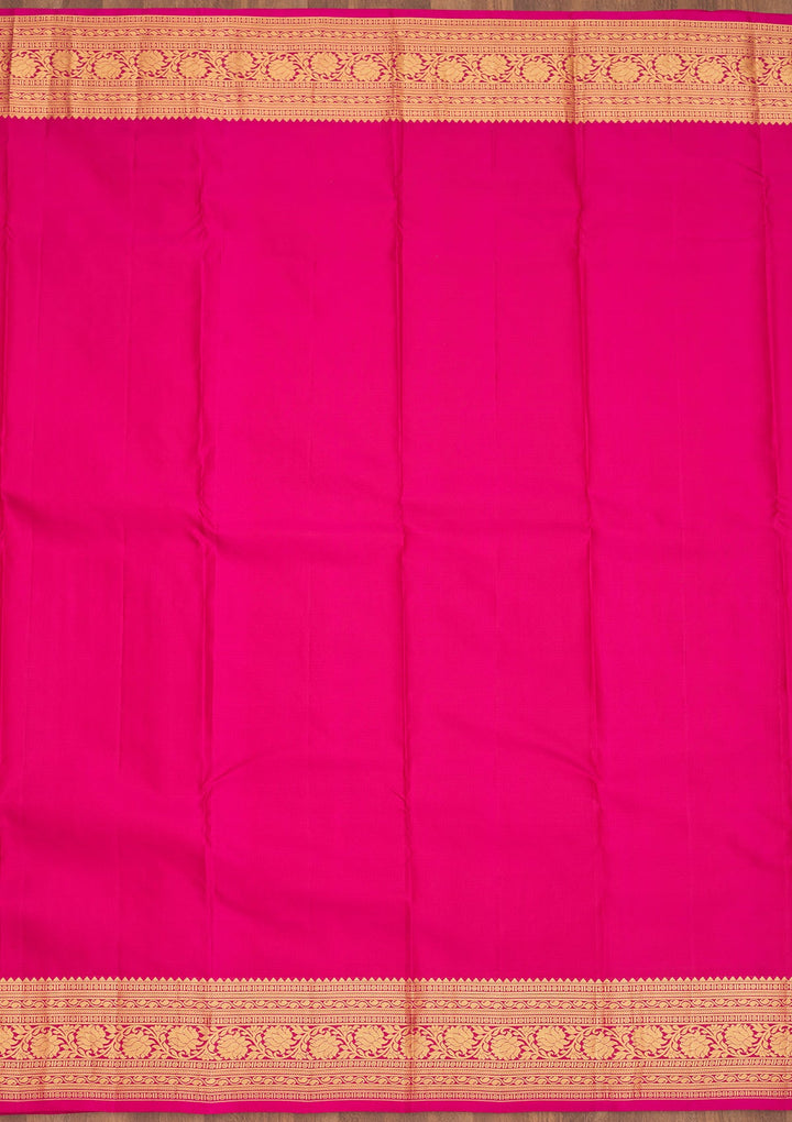 Rani Pink Zariwork Pure Silk Saree