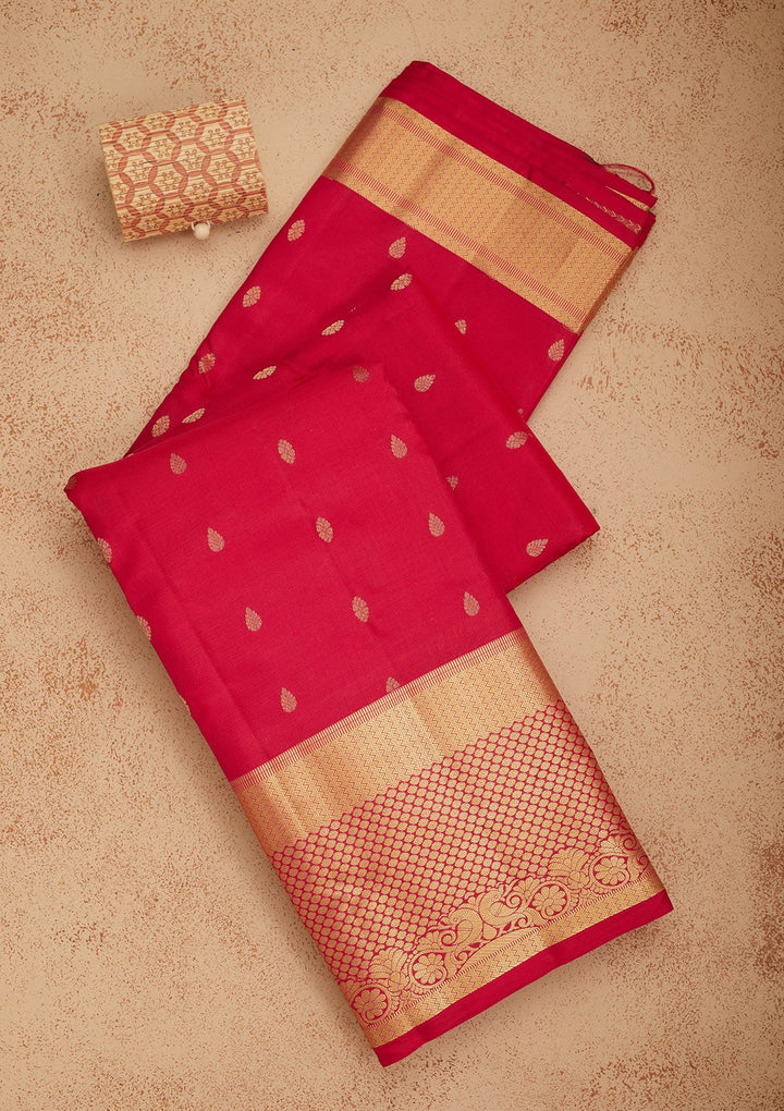 Rani Pink Zariwork Pure Silk Saree-Koskii