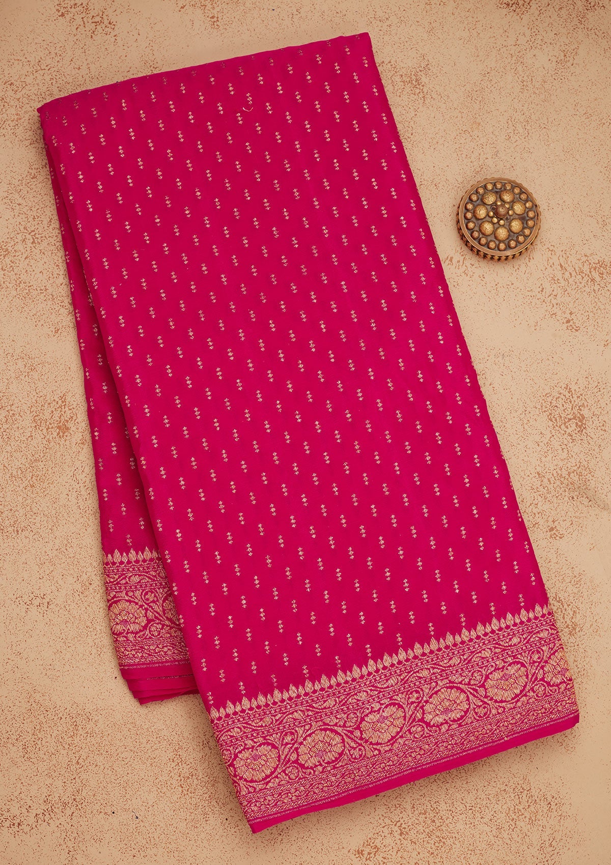 Rani Pink Zariwork Pure Silk Saree-Koskii