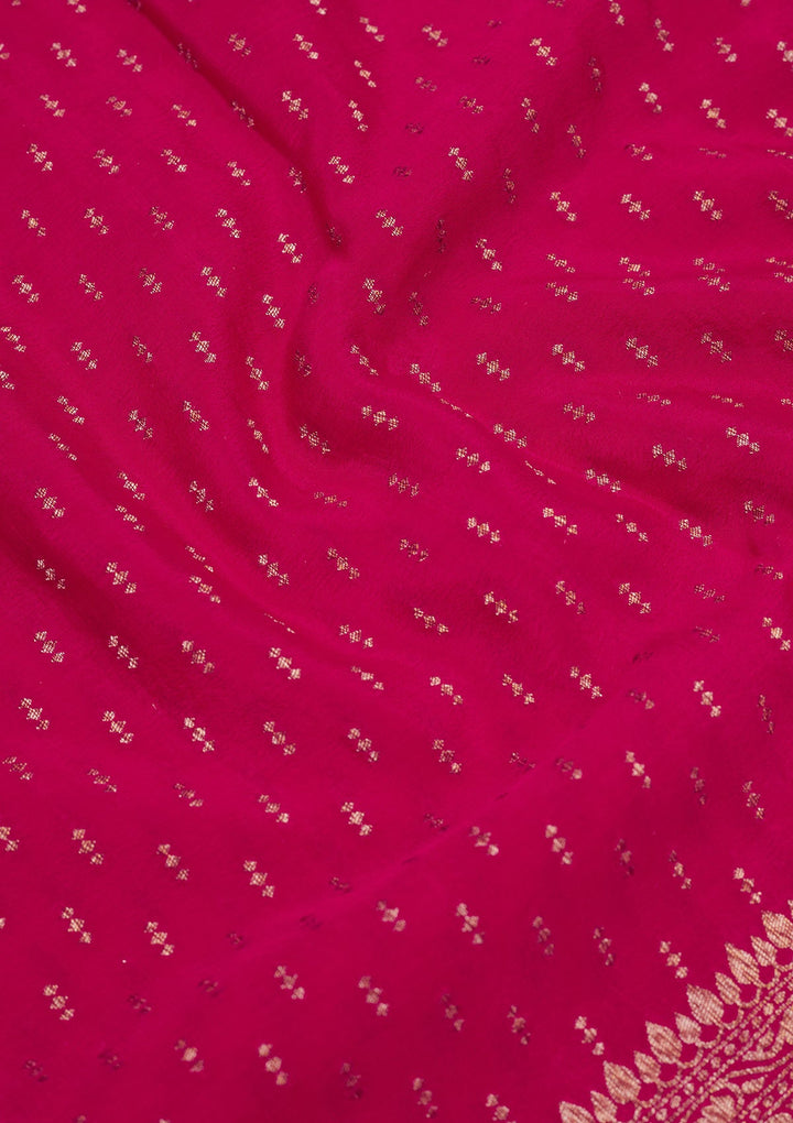 Rani Pink Zariwork Pure Silk Saree-Koskii