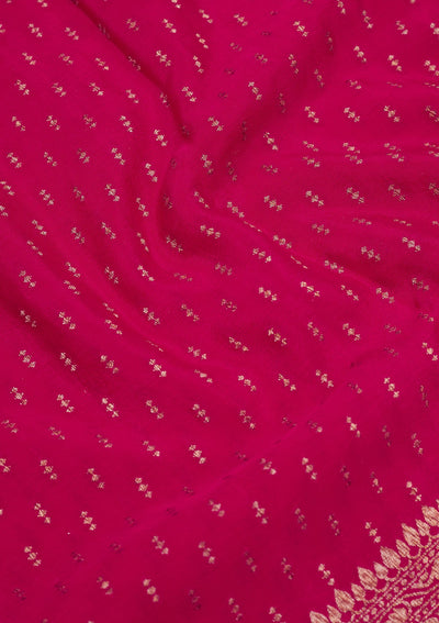 Rani Pink Zariwork Pure Silk Saree-Koskii