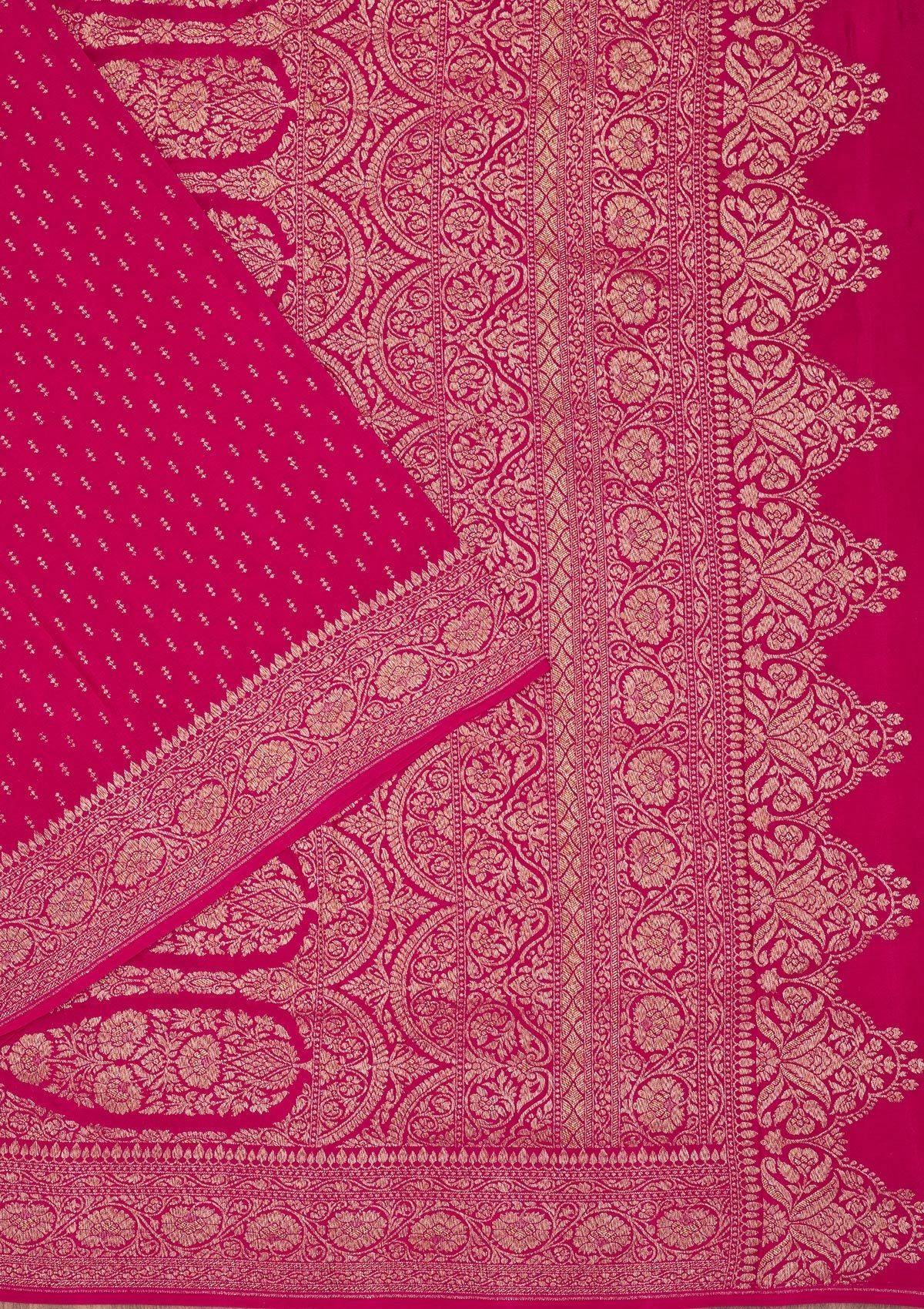 Rani Pink Zariwork Pure Silk Saree-Koskii