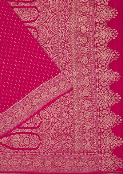 Rani Pink Zariwork Pure Silk Saree-Koskii