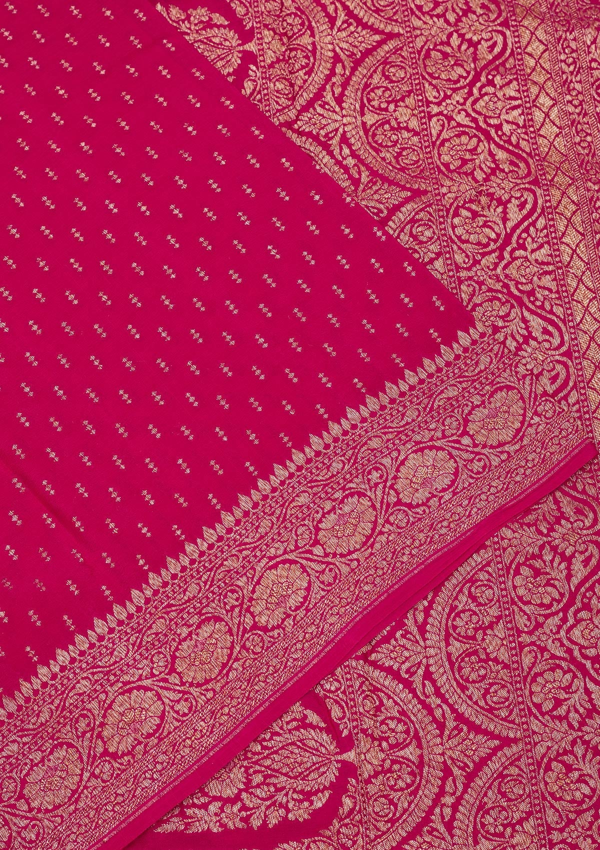 Rani Pink Zariwork Pure Silk Saree-Koskii