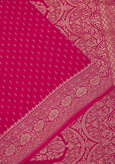 Rani Pink Zariwork Pure Silk Saree-Koskii