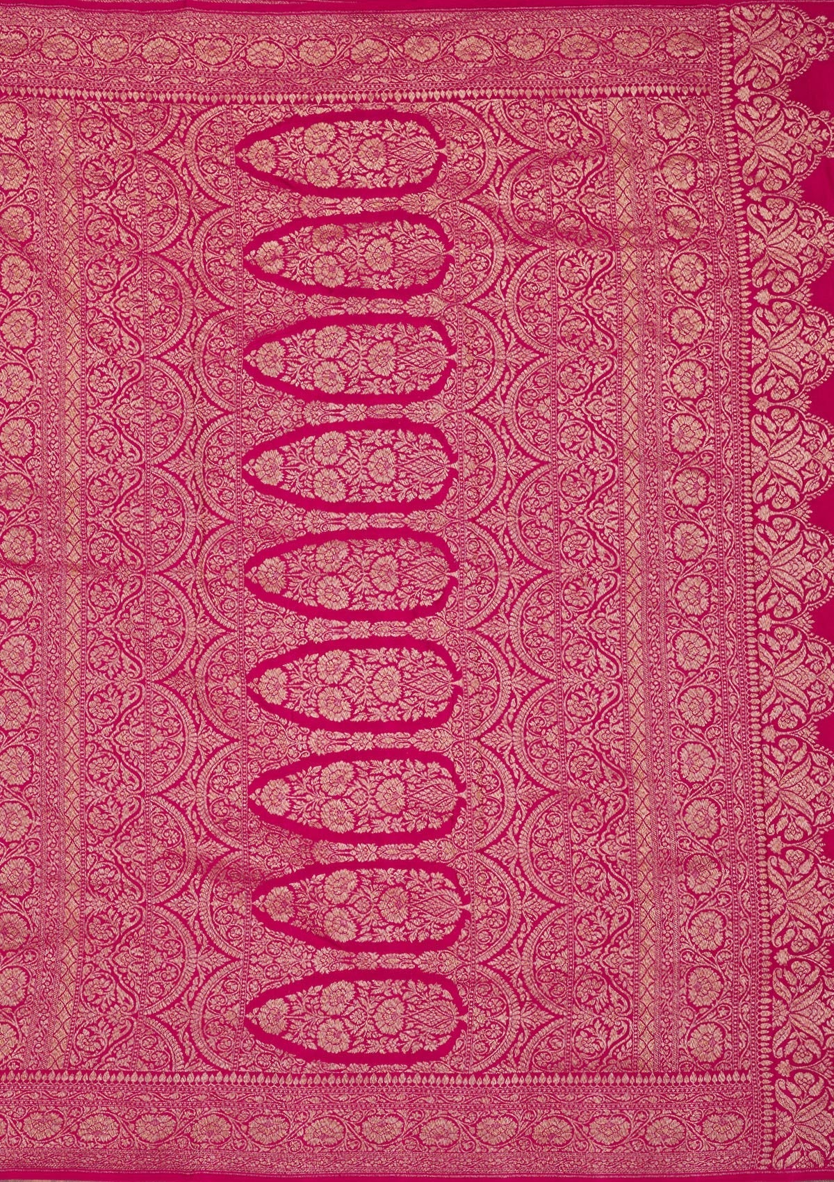 Rani Pink Zariwork Pure Silk Saree-Koskii