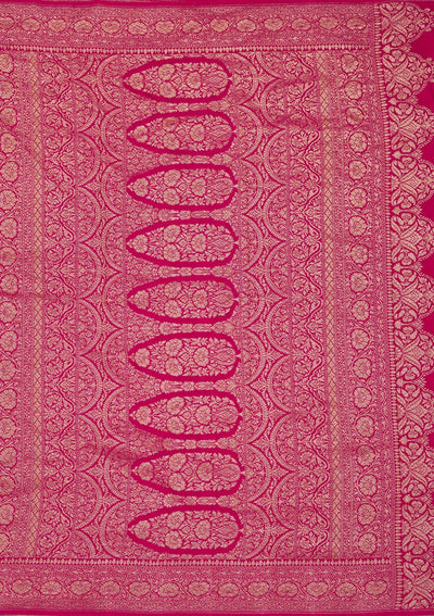 Rani Pink Zariwork Pure Silk Saree-Koskii
