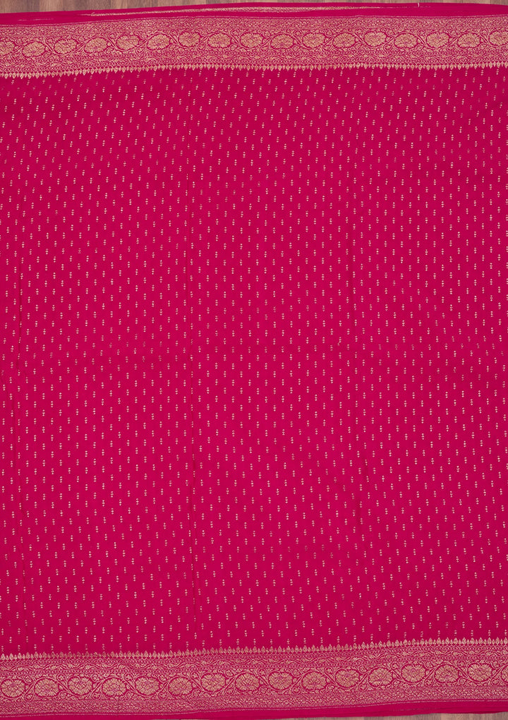 Rani Pink Zariwork Pure Silk Saree-Koskii