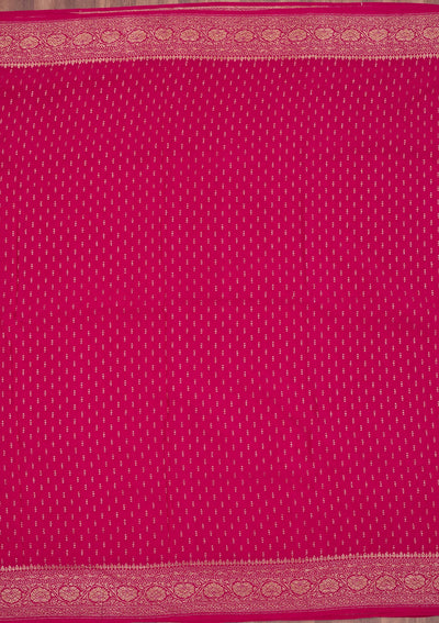 Rani Pink Zariwork Pure Silk Saree-Koskii