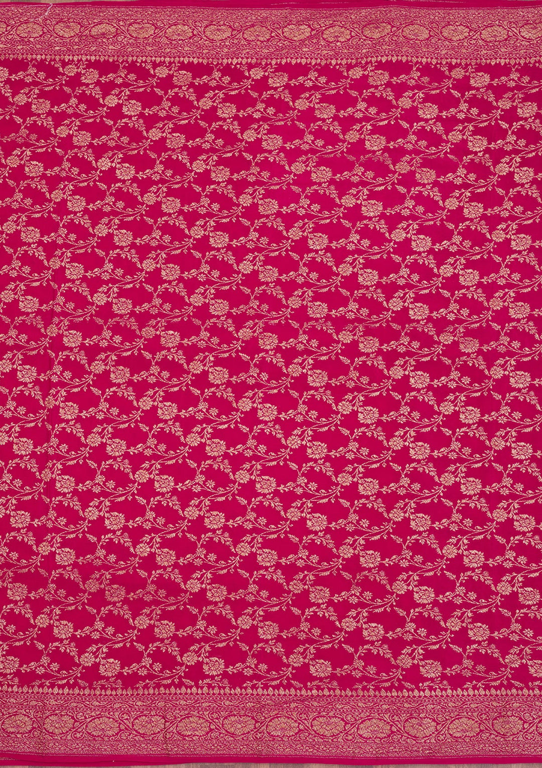 Rani Pink Zariwork Pure Silk Saree-Koskii