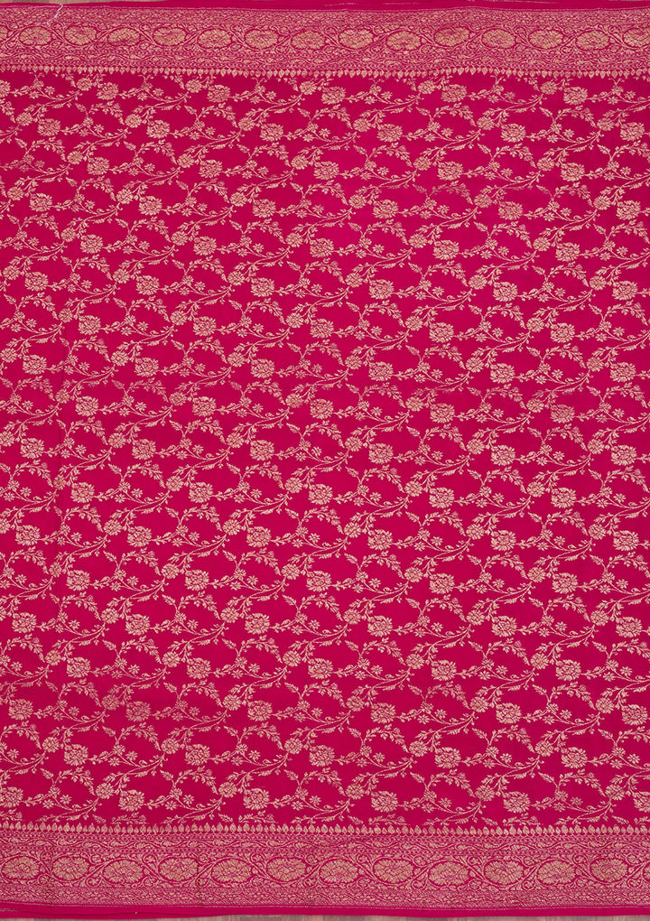 Rani Pink Zariwork Pure Silk Saree-Koskii