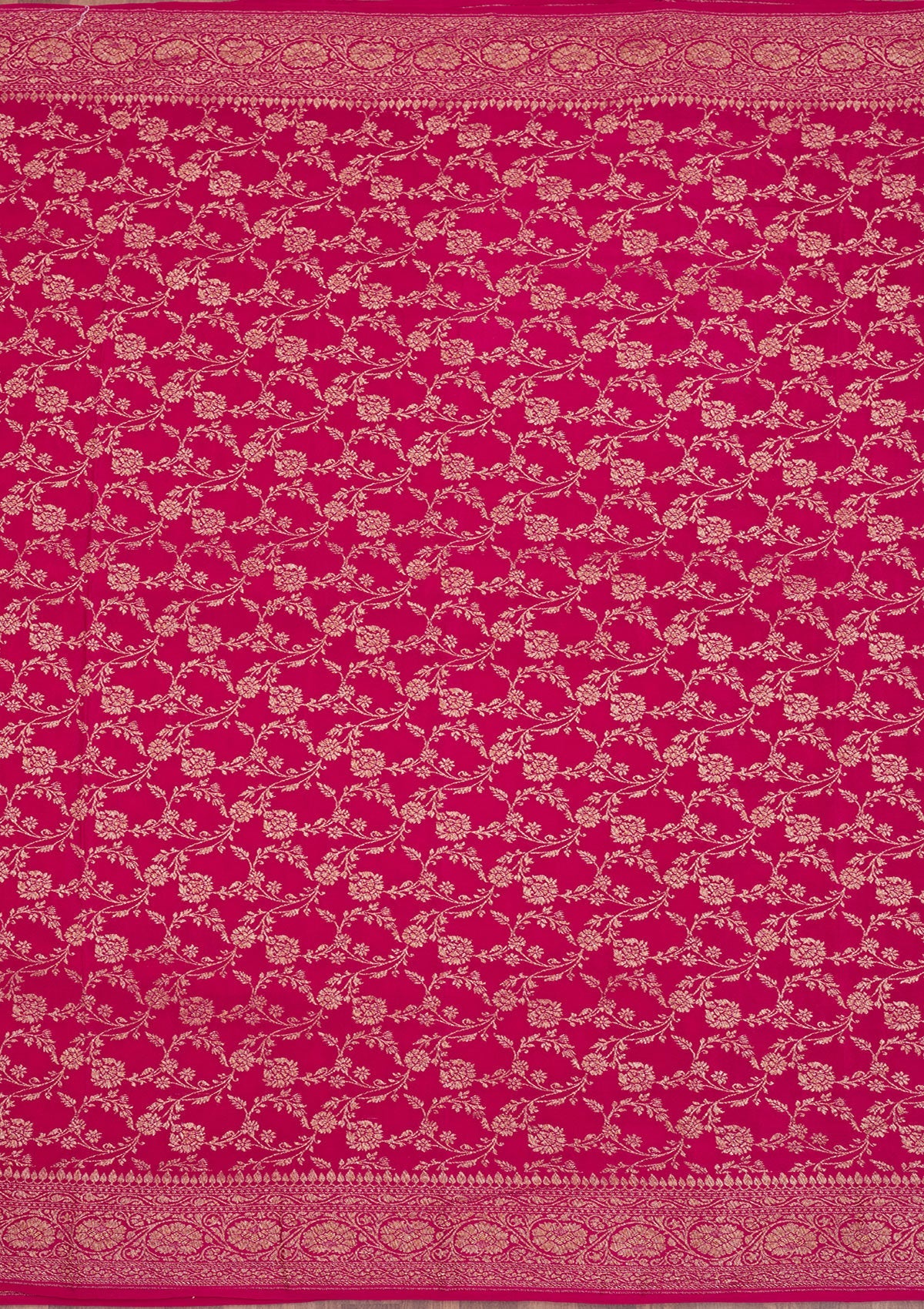Rani Pink Zariwork Pure Silk Saree-Koskii
