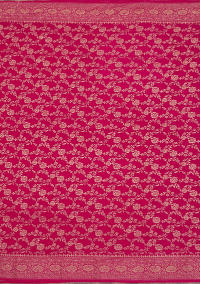 Rani Pink Zariwork Pure Silk Saree-Koskii